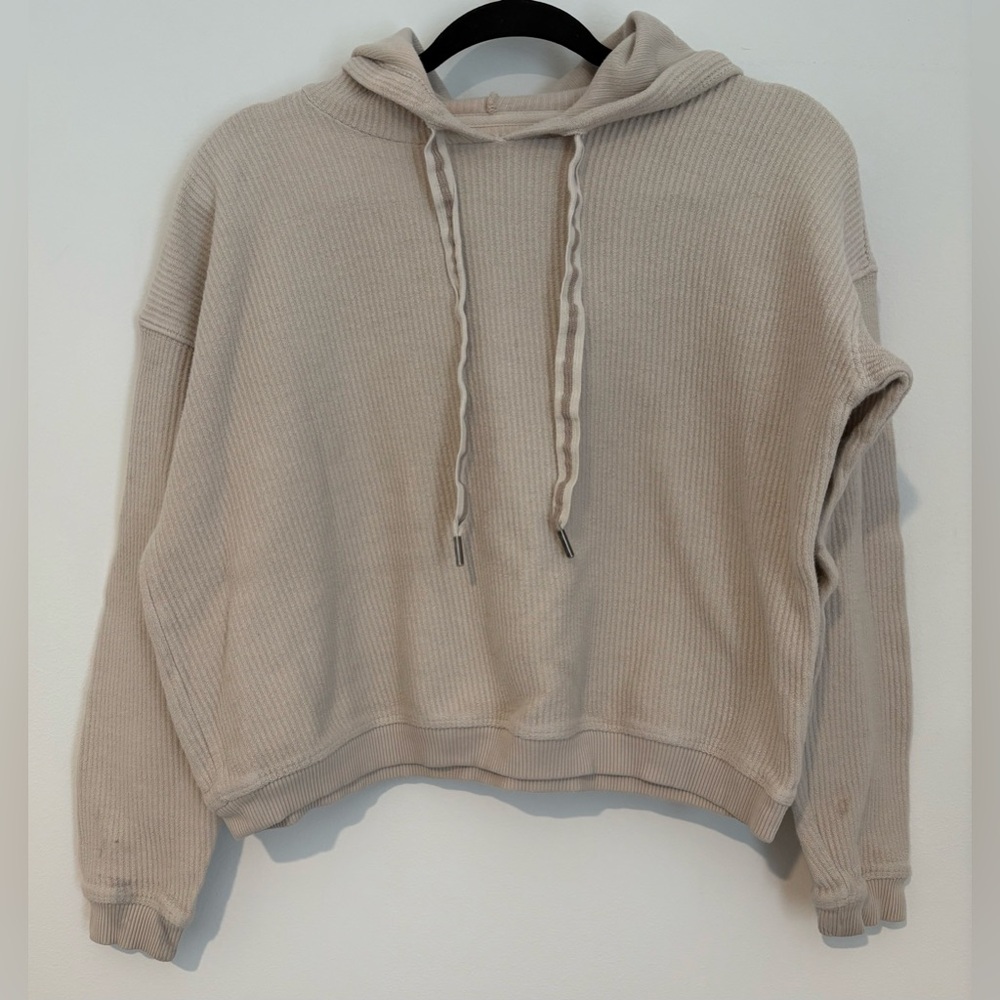 Aerie‎ Women’s New Love Corded Cropped Hoodie Tan Sweatshirt - Size XS